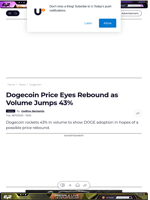 Dogecoin Price Eyes Rebound as Volume Jumps 43% - U.Today