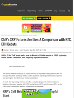 CME's XRP Futures Are Live: A Comparison with BTC, ETH Debuts