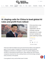 Xi Jinping calls for China to lead global AI rules and profit from rollout