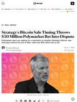 Strategy's Bitcoin Sale Timing Throws $50 Million Polymarket Bet Into Dispute - Decrypt