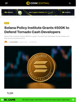 Solana Institute Grants $500K to Defend Tornado Developers