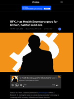 RFK Jr as Health Secretary: good for bitcoin, bad for seed oils