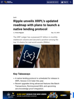 Ripple unveils XRPL's updated roadmap with plans to launch a native lending protocol