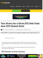 These Altcoins Soar as Bitcoin (BTC) Holds Steady Above $97K (Weekend Watch)