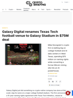 Galaxy Digital renames Texas Tech football venue to Galaxy Stadium in $75M deal
