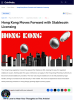 Hong Kong Moves Forward with Stablecoin Licensing