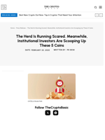 The Herd Is Running Scared. Meanwhile, Institutional Investors Are Scooping Up These 5 Coins