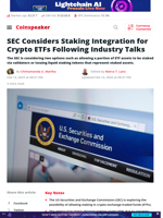 SEC Considers Staking Integration for Crypto ETFs Following Industry Talks | Coinspeaker