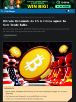 Bitcoin Rebounds As US & China Agree To New Trade Talks
