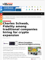Charles Schwab, Fidelity among traditional companies hiring for crypto expansion - The Crypto News Wire