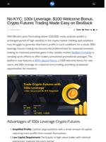 No KYC. 100x Leverage. $100 Welcome Bonus. Crypto Futures Trading Made Easy on BexBack - Visionary Financial