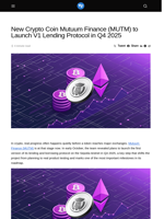 New Crypto Coin Mutuum Finance (MUTM) to Launch V1 Lending Protocol in Q4 2025 - Visionary Financial