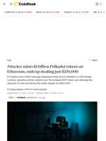 Attacker mints $1 billion Polkadot tokens on Ethereum, steals just $250,000