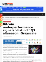 Bitcoin underperformance signals ‘distinct’ Q3 altseason: Grayscale - The Crypto News Wire
