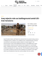 Iraq rejects role as battleground amid US-Iran tensions