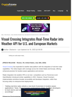 Visual Crossing Integrates Real-Time Radar into Weather API for U.S. and European Markets