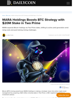MARA Holdings Boosts BTC Strategy with $20M Stake in Two Prime - DailyCoin