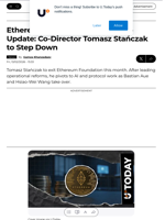 Ethereum Foundation Leadership Update: Co-Director Tomasz Stańczak to Step Down - U.Today