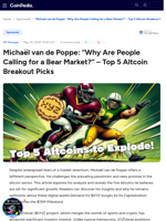 Michaël van de Poppe: “Why Are People Calling for a Bear Market?” – Top 5 Altcoin Breakout Picks