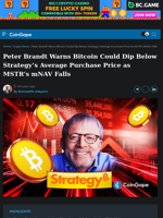 Brandt Warns Bitcoin Could Dip Below Strategy’s Average Buy Price as MSTR’s mNAV Falls