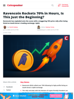 Ravencoin Rockets 70% in Hours, Is This Just the Beginning? - Coinspeaker