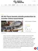 US Air Force boosts missile production to counter China naval threat