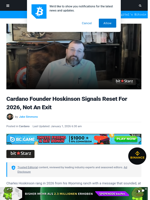 Cardano Founder Hoskinson Signals Reset For 2026, Not An
Exit