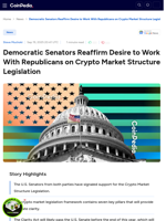 Democratic Senators Reaffirm Desire to Work With Republicans on Crypto Legislation