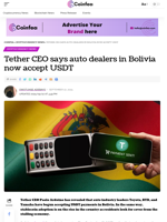 Tether CEO says auto dealers in Bolivia now accept USDT - Coinfea