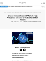 Crypto Founder Says XRP Path to High Valuations Is Easier to Understand Than It Looks