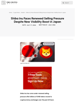 Shiba Inu Faces Renewed Selling Pressure Despite New Visibility Boost in Japan
