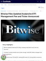 Bitwise Files Updated Avalanche ETF: Management Fee and Ticker Announced