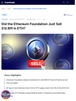 Did the Ethereum Foundation Just Sell $12.8M in ETH?