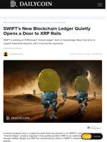 SWIFT’s New Blockchain Ledger Quietly Opens a Door to XRP Rails - DailyCoin