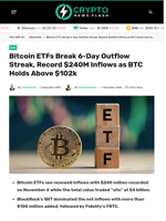 Bitcoin ETFs Break 6-Day Outflow Streak, Record $240M Inflows as BTC Holds Above $102k