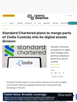 Standard Chartered plans to merge parts of Zodia Custody into its digital assets division