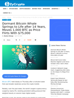 Dormant Bitcoin Whale Springs to Life after 14 Years, Moves 1,000 BTC as Price Flirts With $75,000 ⋆ ZyCrypto