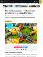 The Real Tokenization Revolution Is In Private Markets, Not Public Stocks