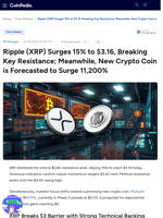 Ripple (XRP) Surges 15% to $3.16, Breaking Key Resistance; Meanwhile, New Crypto Coin is Forecasted to Surge 11,200% - Mutuum Finance (MUTM)