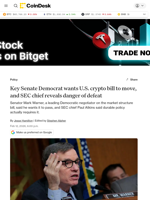 Key Senate Democrat wants U.S. crypto bill to move, and SEC chief reveals danger of defeat