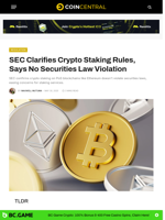 SEC Clarifies Crypto Staking Rules, Says No Securities Law Violation - CoinCentral
