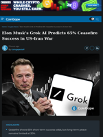 Elon Musk's Grok AI Predicts 65% Ceasefire Success in US-Iran War