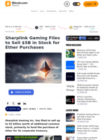 Sharplink Gaming Files to Sell $5B in Stock for Ether Purchases – Crypto News Bitcoin News
