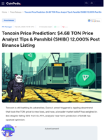 Toncoin Price Prediction: $4.68 TON Price Analyst Tips & Panshibi (SHIBI) 12,000% Post Binance Listing
