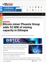 Bitcoin miner Phoenix Group adds 52 MW of mining capacity in Ethiopia - The Crypto News Wire