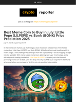 Best Meme Coin to Buy in July: Little Pepe (LILPEPE) vs Bonk (BONK) Price Prediction 2025