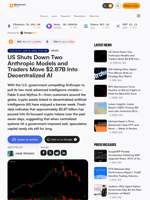 US Shuts Down Two Anthropic Models and Traders Move $2.87B Into Decentralized AI – Bitcoin News