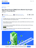 RWA Coins Surge 144% in Market Cap Over 3 Months