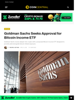 Goldman Sachs Seeks Approval for Bitcoin Income ETF - CoinCentral