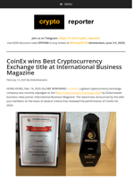 CoinEx wins Best Cryptocurrency Exchange title at International Business Magazine